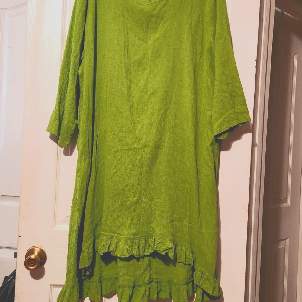 SUMMER Lime Green Asymmetrical Top with ruffle